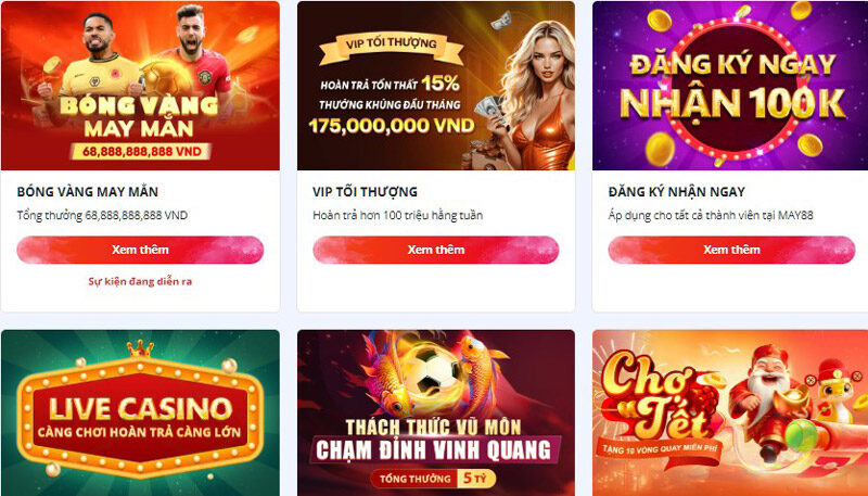 Tổng hợp các khuyến mãi May88 đang được triển khai