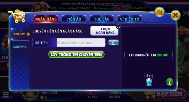 Nạp tiền Rikvip